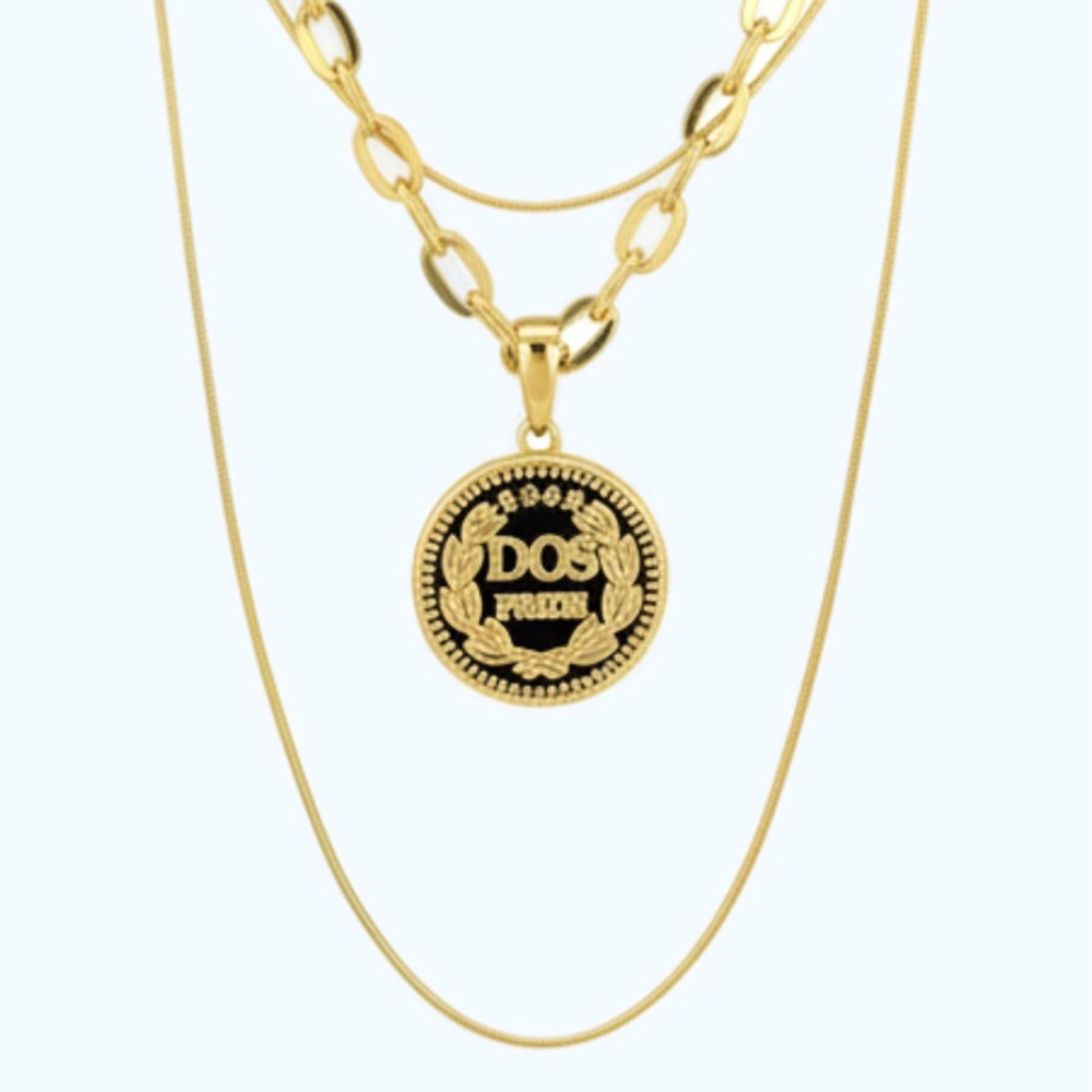 Layered Three Strand Coin Pendant Gold Filled Statement Necklace NWOT - Picture 2 of 8
